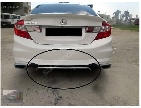 Honda Civic 2013 Sonrası Arka Karlık Ve Difizör Boyalı