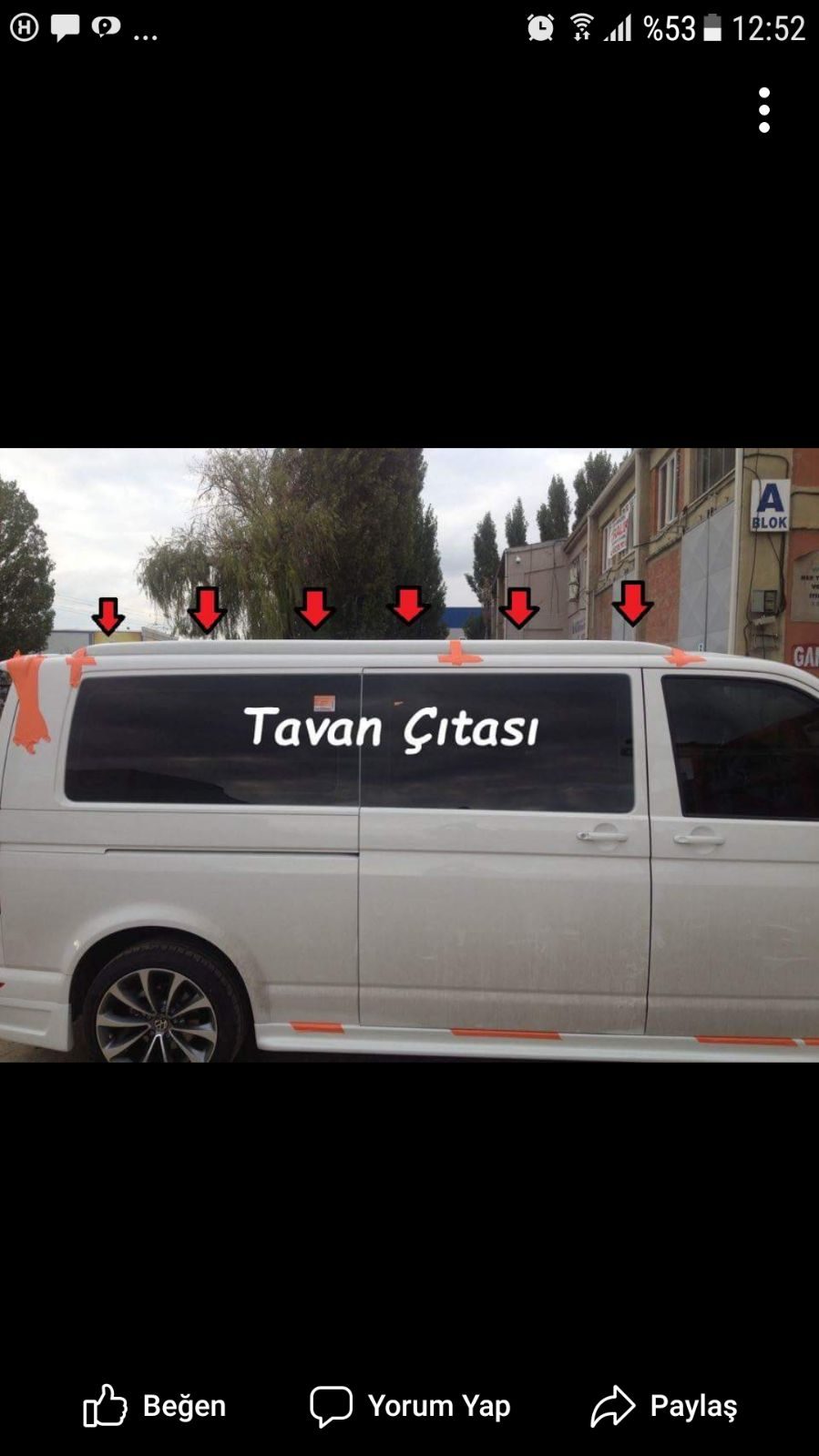 Volkswagen Transporter T. T6 Yapışık Tavan Çıtası Fiberglass (uzun Şase İle Uyumlu)